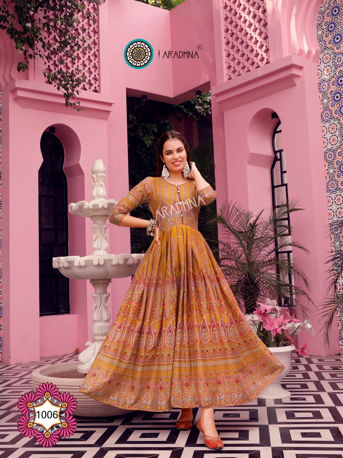 Aradhna Fashion Fire 1 Heavy Cotton Festive Wear Anarkali Long Stylish Kurti Collection